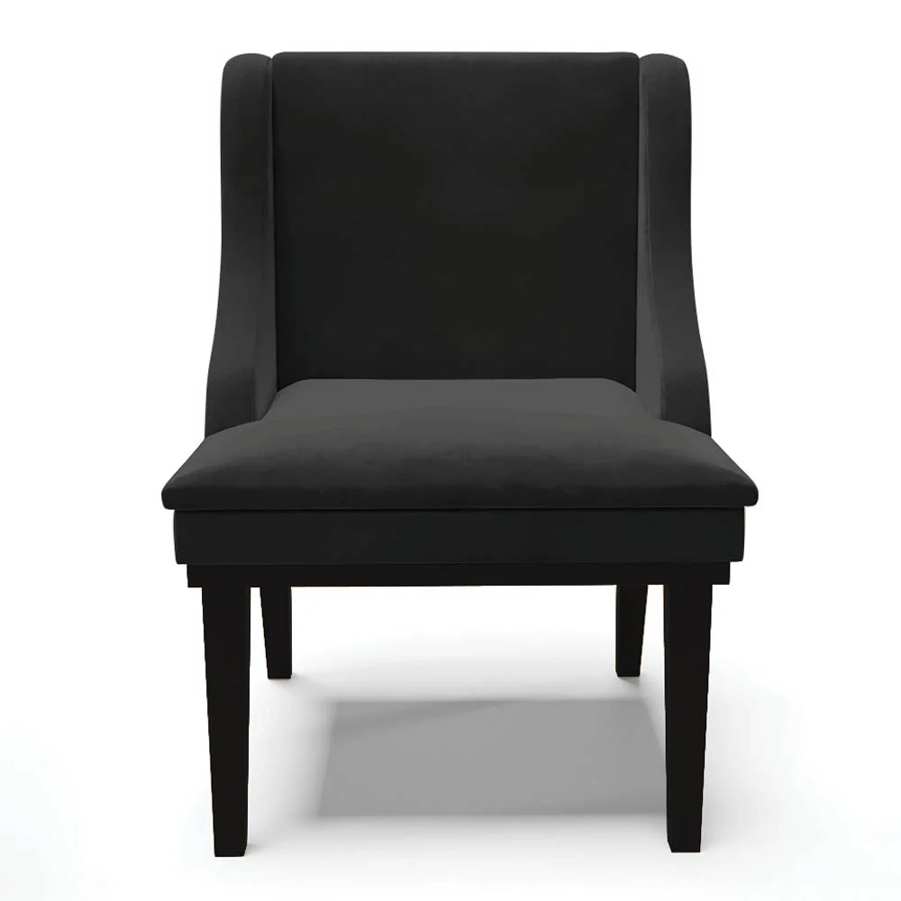 Kit 8 Cadeiras Estofadas para Sala de Jantar Base Fixa de Madeira Preto Lia Veludo Preto - Ibiza