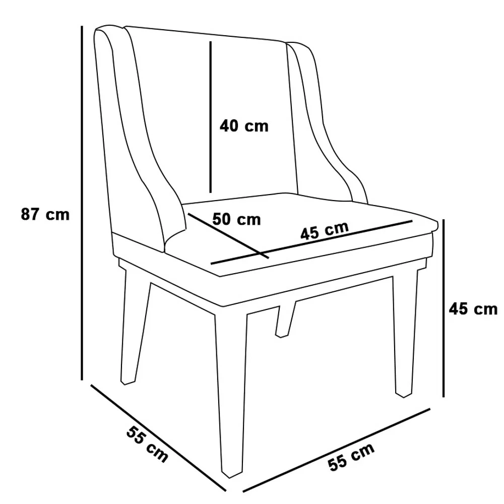 Kit 10 Cadeiras Estofadas para Sala de Jantar Base Fixa de Madeira Preto Lia Veludo Bege - Ibiza