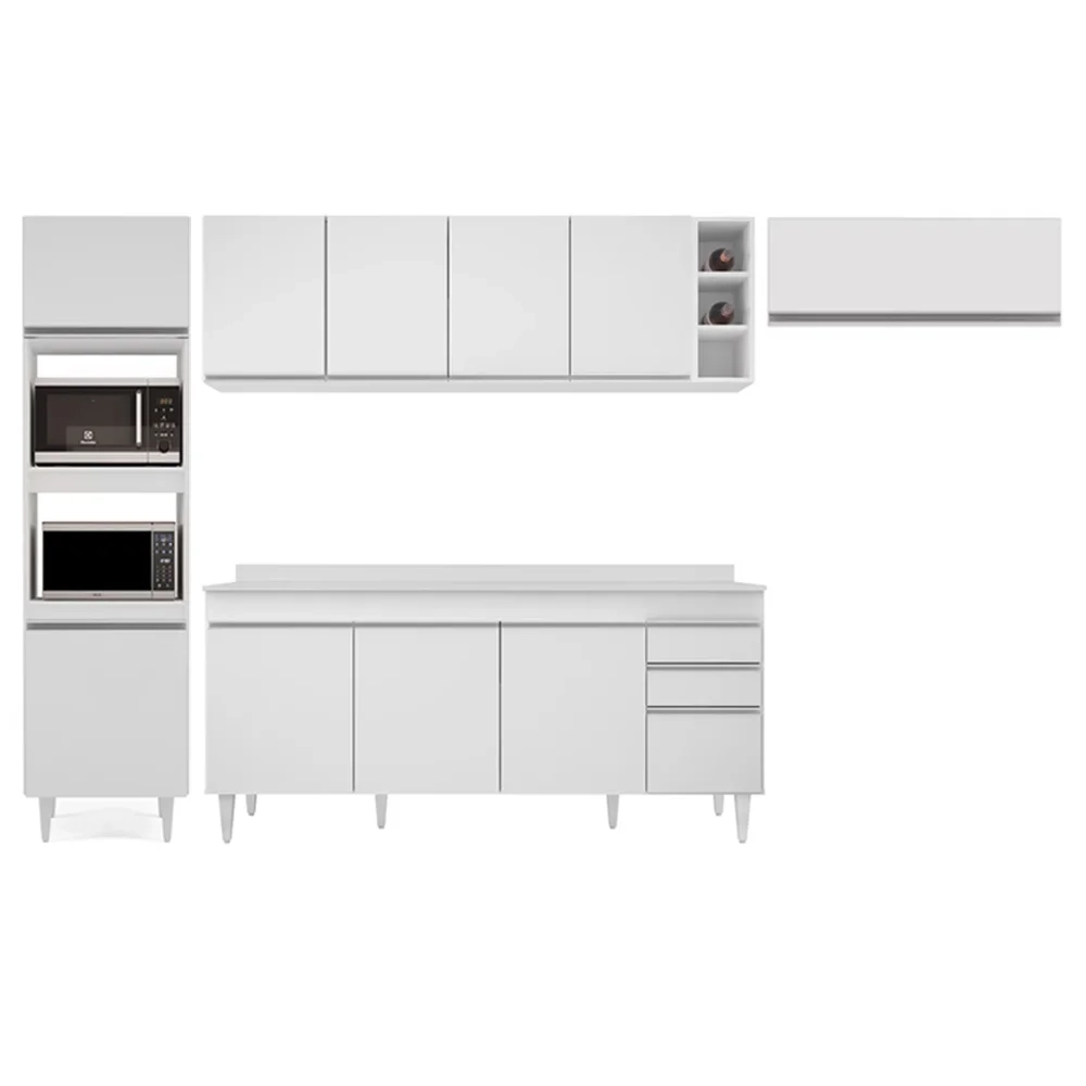 Armário de Cozinha Modulada 5 Peças CP17 Balcão com Tampo Branco - Lumil