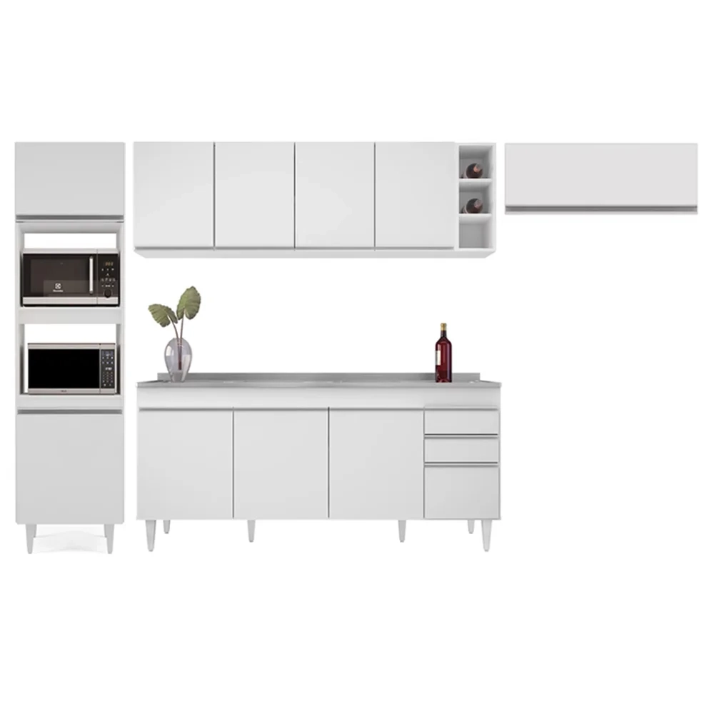 Armário de Cozinha Modulada 5 Peças CP18 Balcão com Pia Inox Branco - Lumil