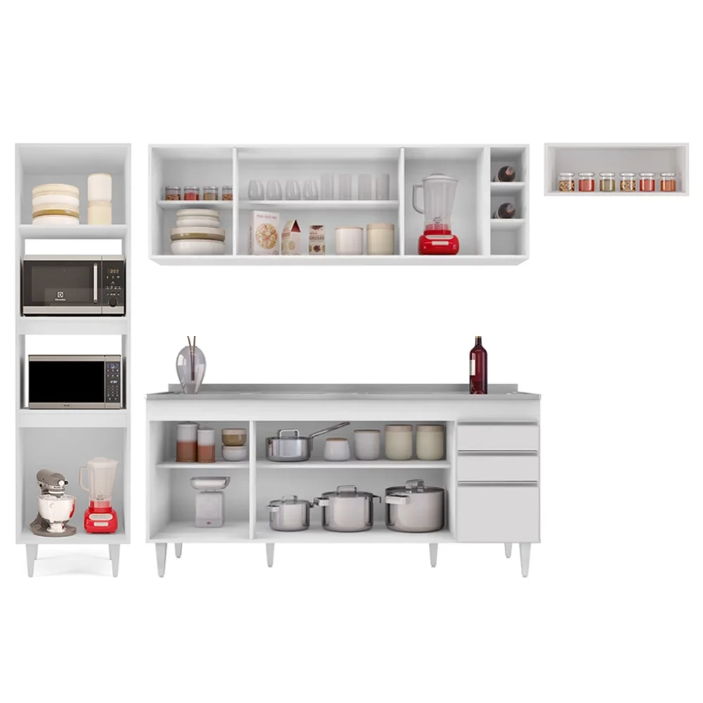 Armário de Cozinha Modulada 5 Peças CP18 Balcão com Pia Inox Branco - Lumil