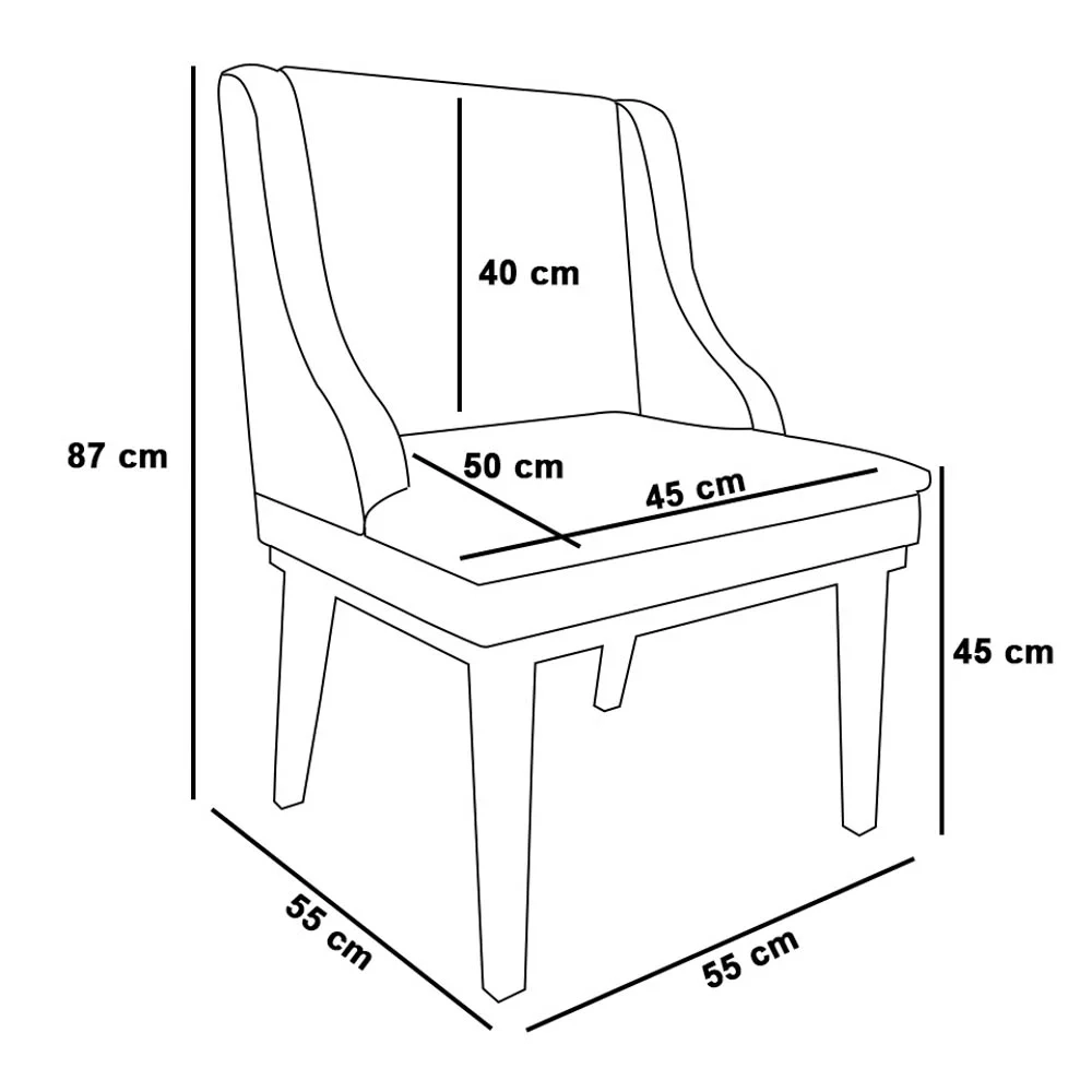 Kit 10 Cadeiras Estofadas para Sala de Jantar Base Fixa de Madeira Castanho Lia Suede Bege - Ibiza