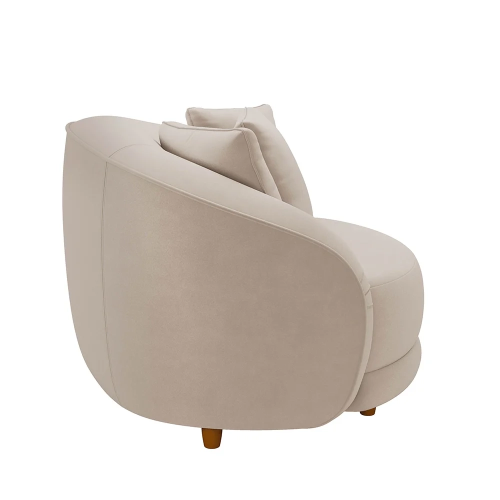 Kit 2 Poltronas Decorativa para Sala Pés Madeira Kaly Z32 Veludo Bege - Mpozenato