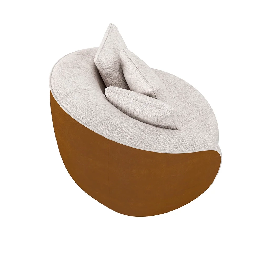 Kit 2 Poltronas Decorativa para Sala Pés Madeira Kaly Z32 Sintético Caramelo/Linho Bege - Mpozenato