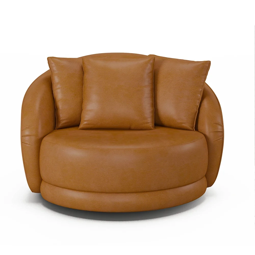 Kit 2 Poltronas Decorativa Giratória para Sala Kaly Z32 Sintético Caramelo - Mpozenato