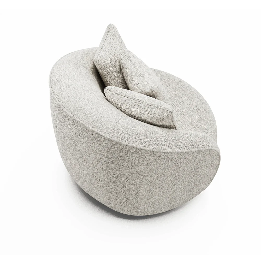 Kit 2 Poltronas Decorativa Giratória para Sala Kaly Z32 Boucle Branco - Mpozenato