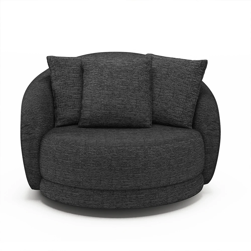 Kit 2 Poltronas Decorativa Giratória para Sala Kaly Z32 Linho Chumbo- Mpozenato