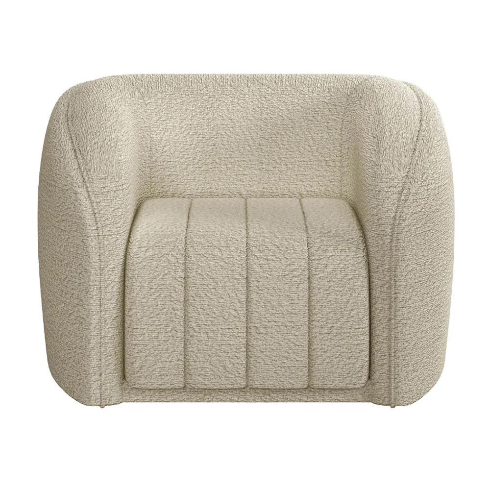 Kit 2 Poltronas Decorativa para Sala 112cm Meris Z32 Boucle Bege - Mpozenato