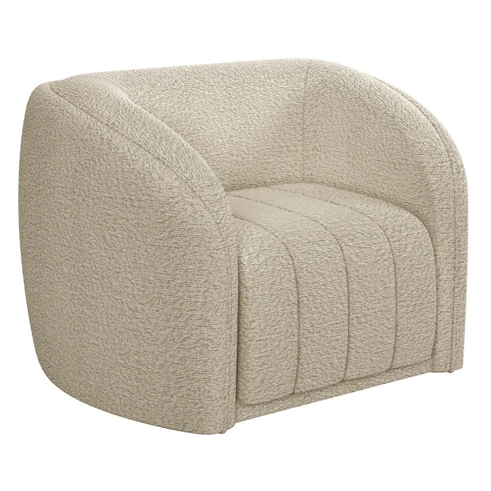 Kit 2 Poltronas Decorativa para Sala 112cm Meris Z32 Boucle Bege - Mpozenato