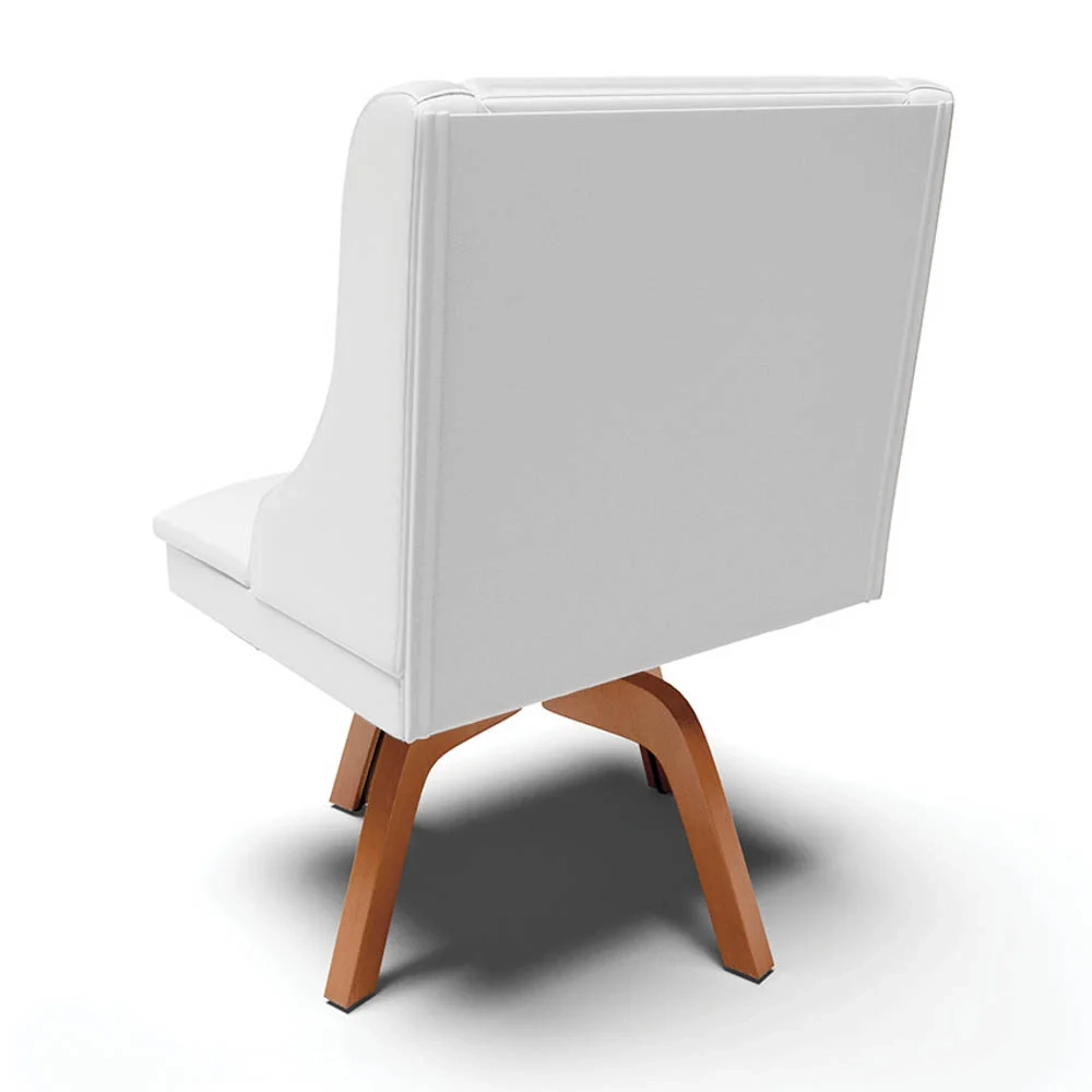 Kit 8 Cadeiras Estofadas para Sala de Jantar Base Giratória de Madeira Lia Sintético Branco - Ibiza