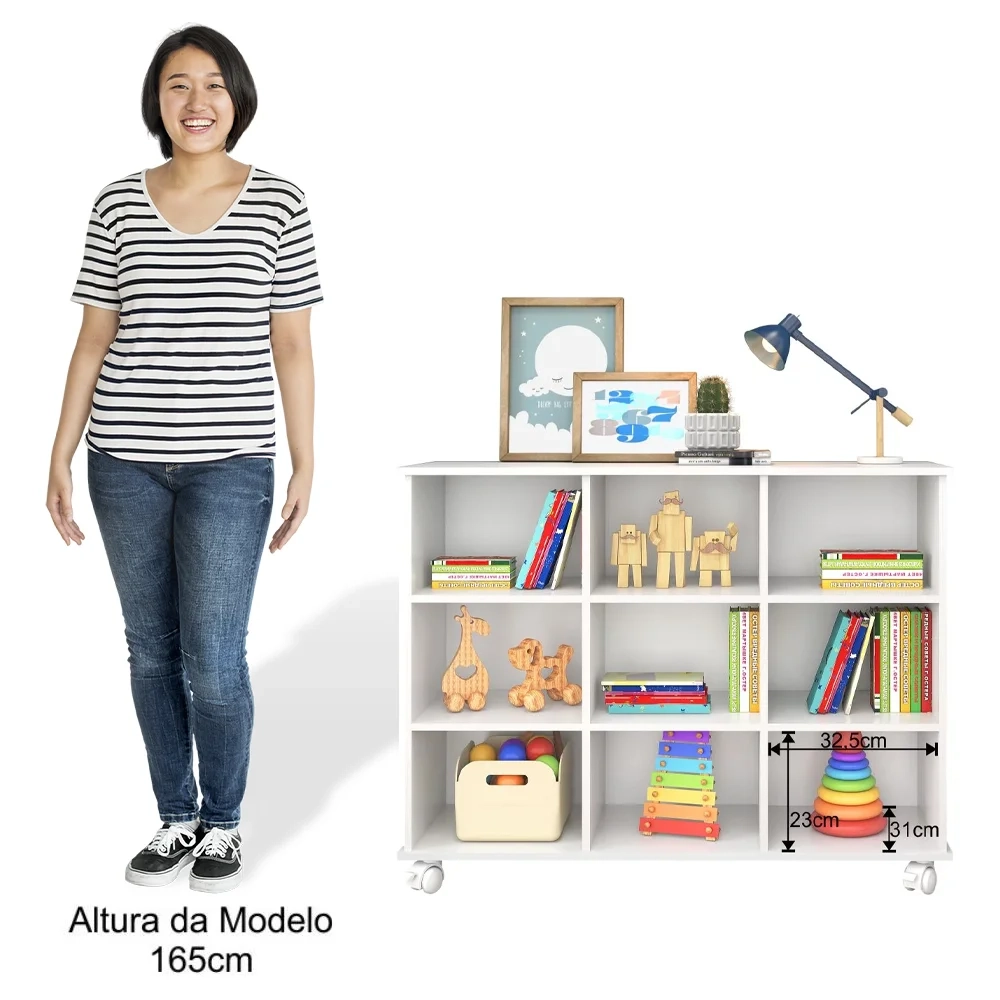 Nicho Organizador com Rodízios Toys 6 Gavetas Q01 Branco/Preto - Mpozenato