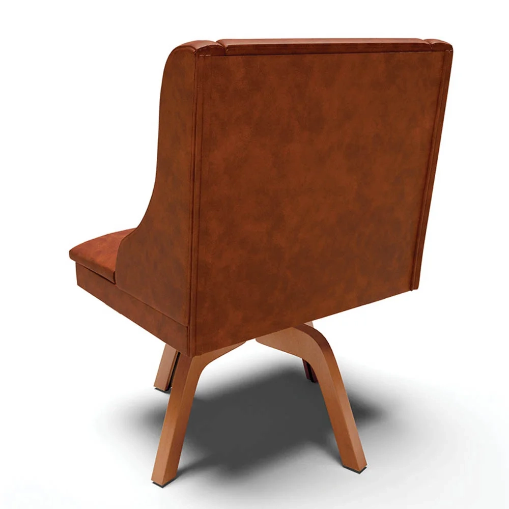 Kit 10 Cadeiras Estofadas Base Giratória de Madeira Lia Sintético Premium Nozes - Ibiza