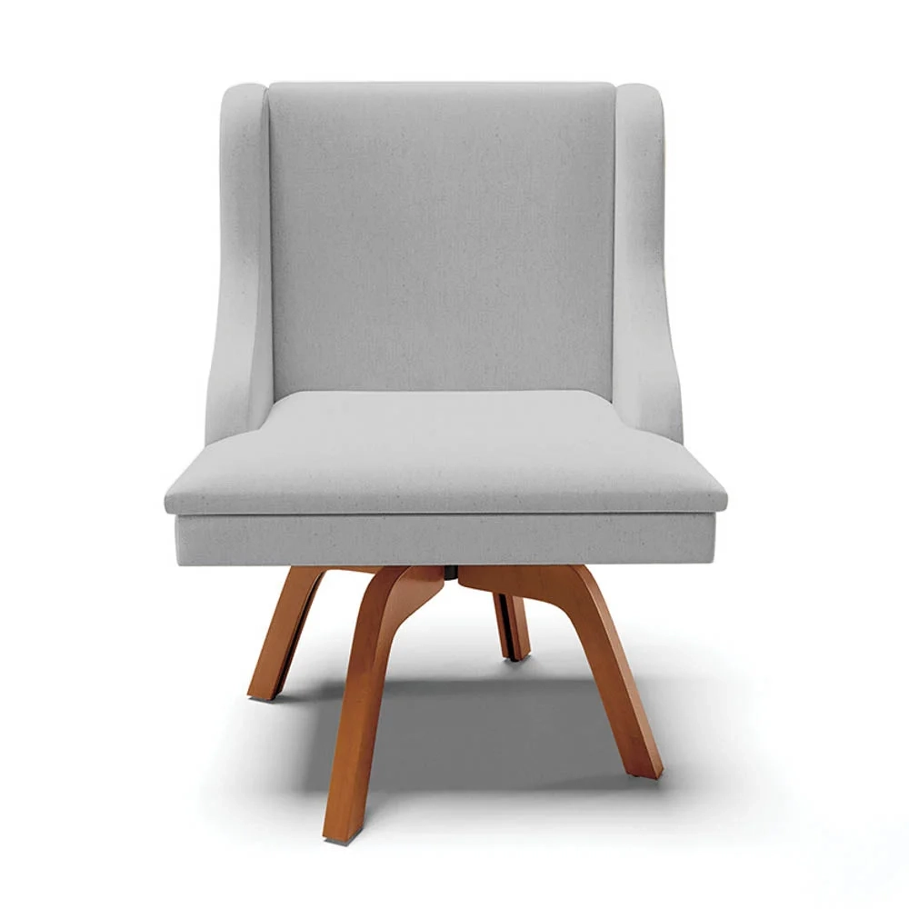 Kit 2 Cadeiras Estofadas Giratória para Sala de Jantar Lia Linho Cinza - Ibiza