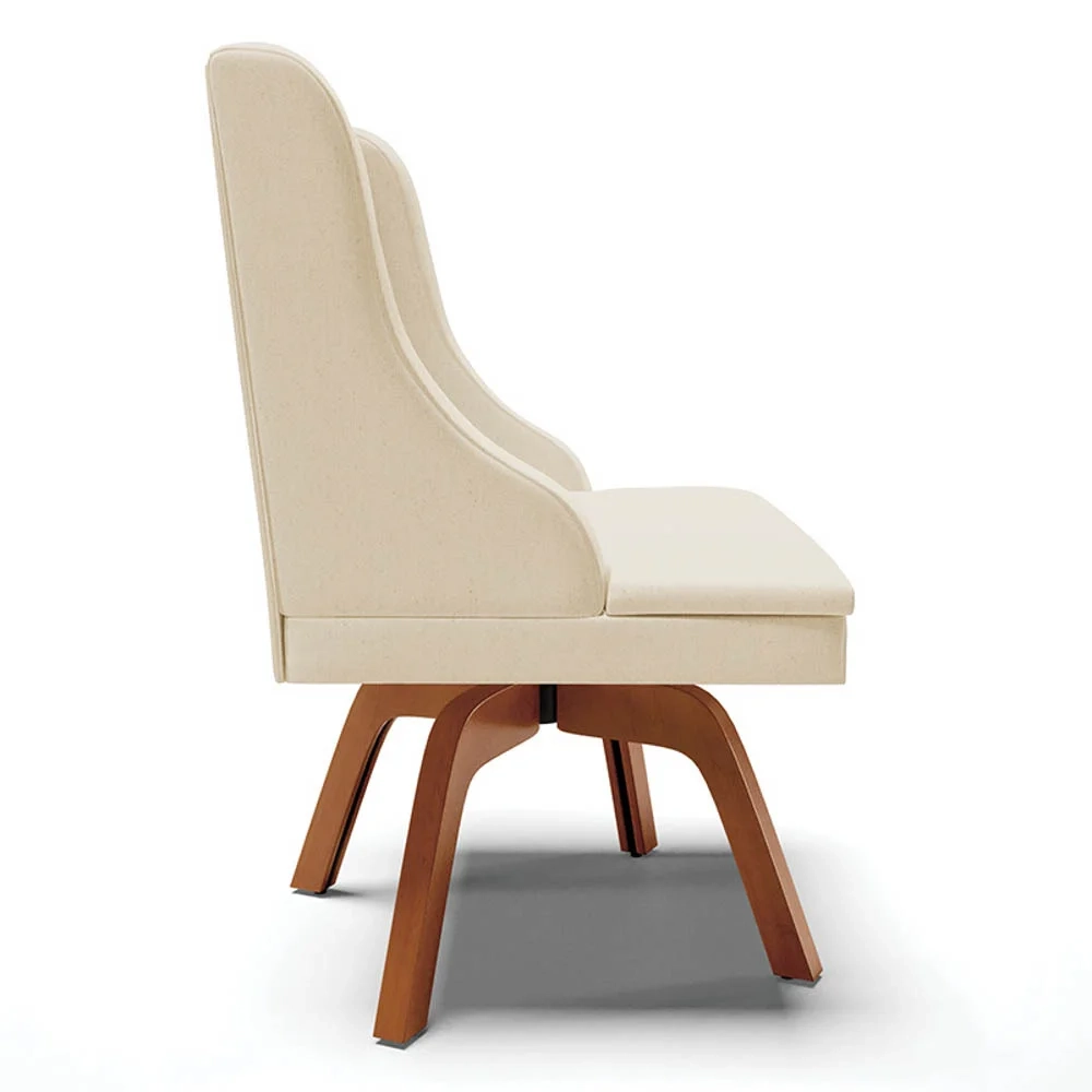 Kit 2 Cadeiras Estofadas Giratória para Sala de Jantar Lia Linho Bege - Ibiza