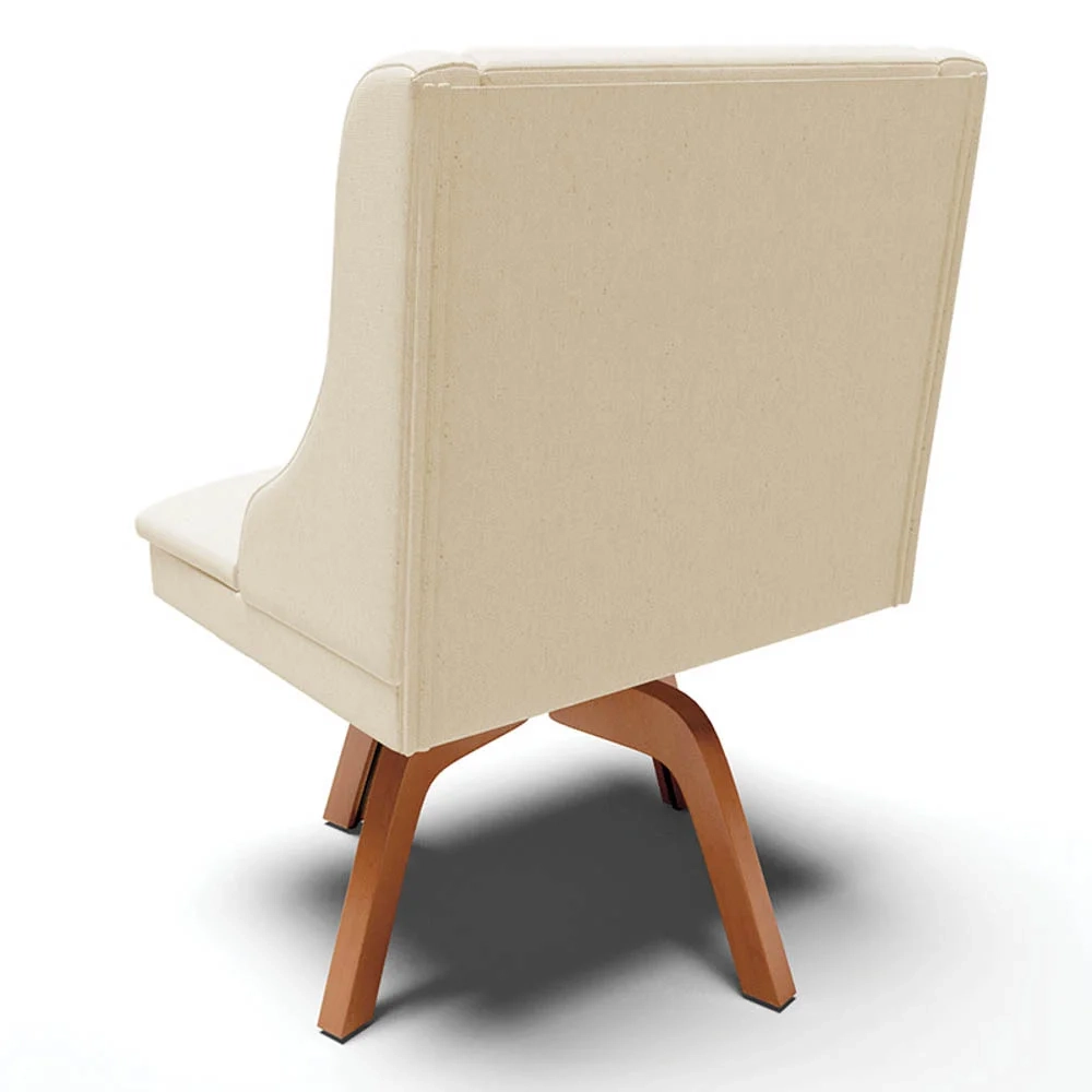 Kit 4 Cadeiras Estofadas Giratória para Sala de Jantar Lia Linho Bege - Ibiza