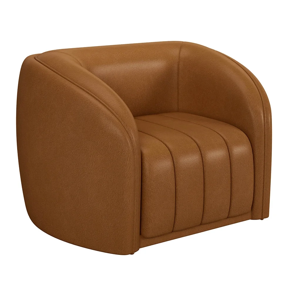 Kit 2 Poltronas Decorativa para Sala 112cm Meris Z32 Sintético Caramelo - Mpozenato