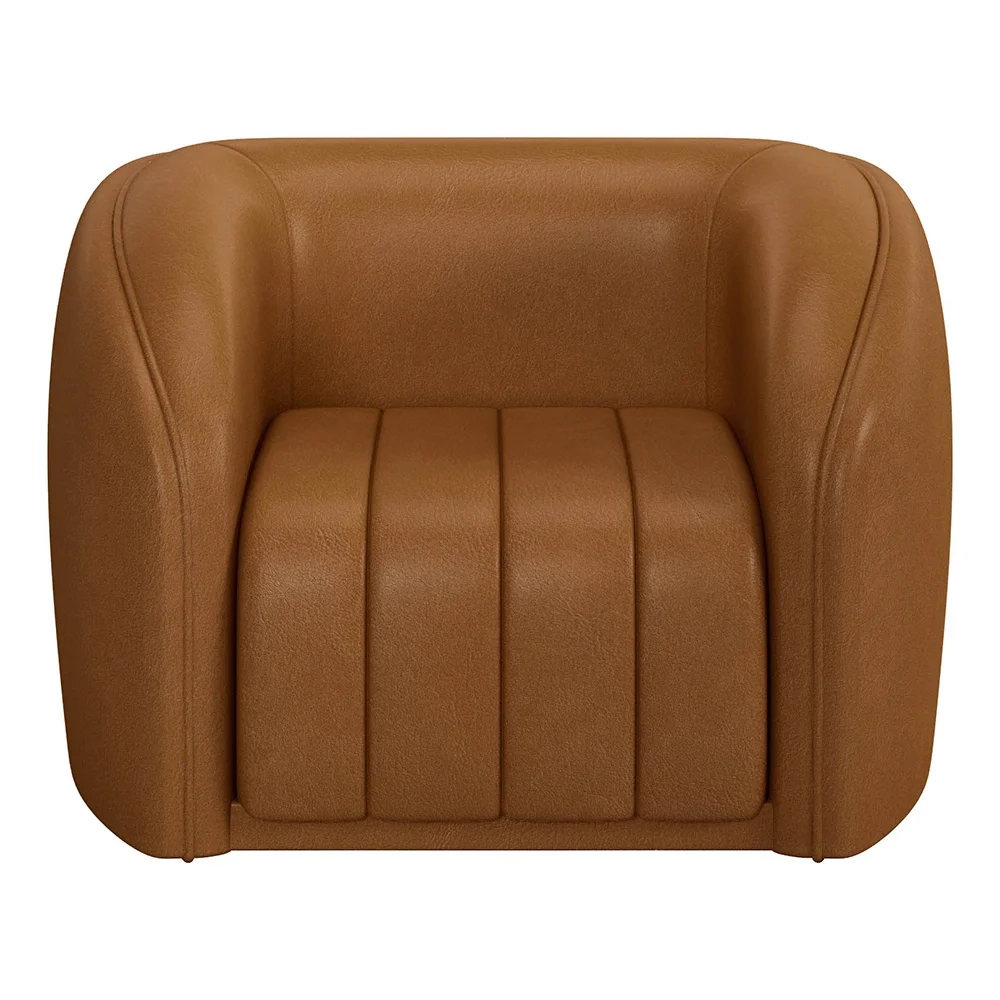 Kit 2 Poltronas Decorativa para Sala 112cm Meris Z32 Sintético Caramelo - Mpozenato