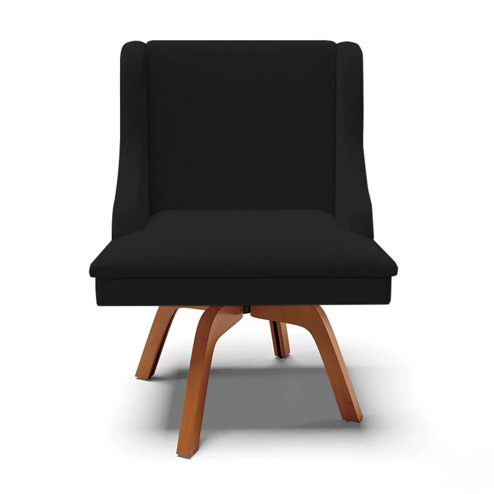 Kit 6 Cadeiras Estofadas Giratória para Sala de Jantar Lia Linho Preto - Ibiza