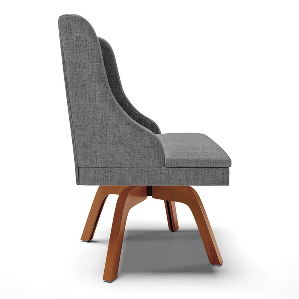 Kit 6 Cadeiras Estofadas Giratória para Sala de Jantar Lia Linho Grafite - Ibiza