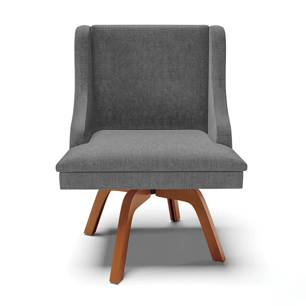 Kit 8 Cadeiras Estofadas Giratória para Sala de Jantar Lia Linho Grafite - Ibiza