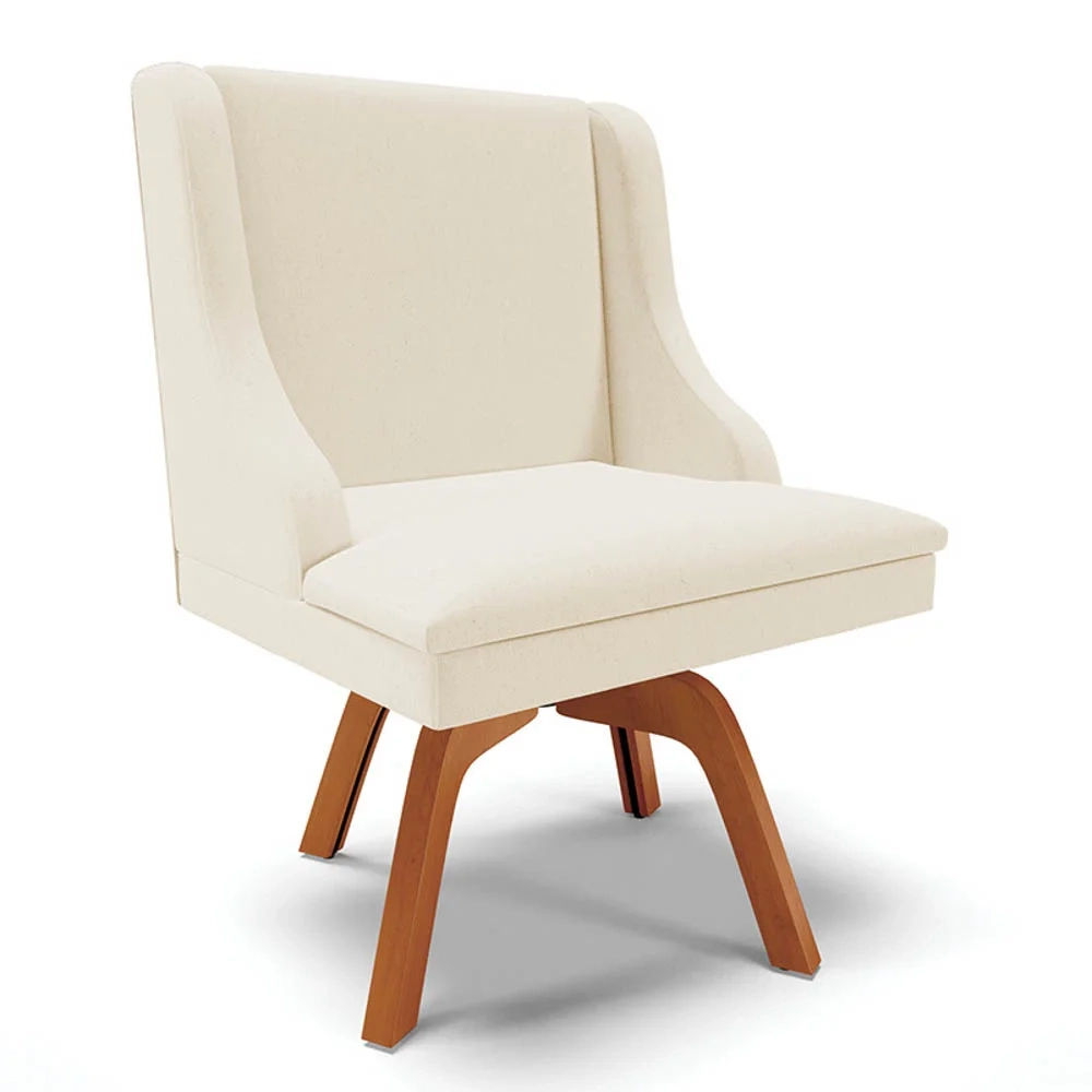 Kit 10 Cadeiras Estofadas Giratória para Sala de Jantar Lia Linho Bege - Ibiza