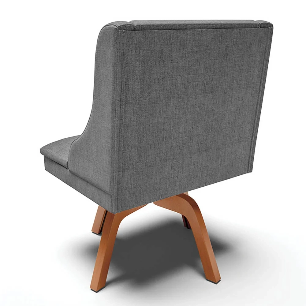 Kit 10 Cadeiras Estofadas Giratória para Sala de Jantar Lia Linho Grafite - Ibiza