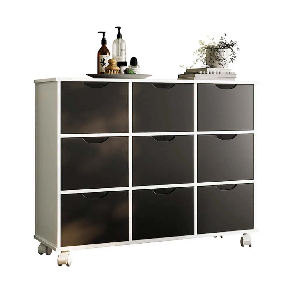 Nicho Organizador com Rodízios Toys 9 Gavetas Q01 Branco/Preto - Mpozenato