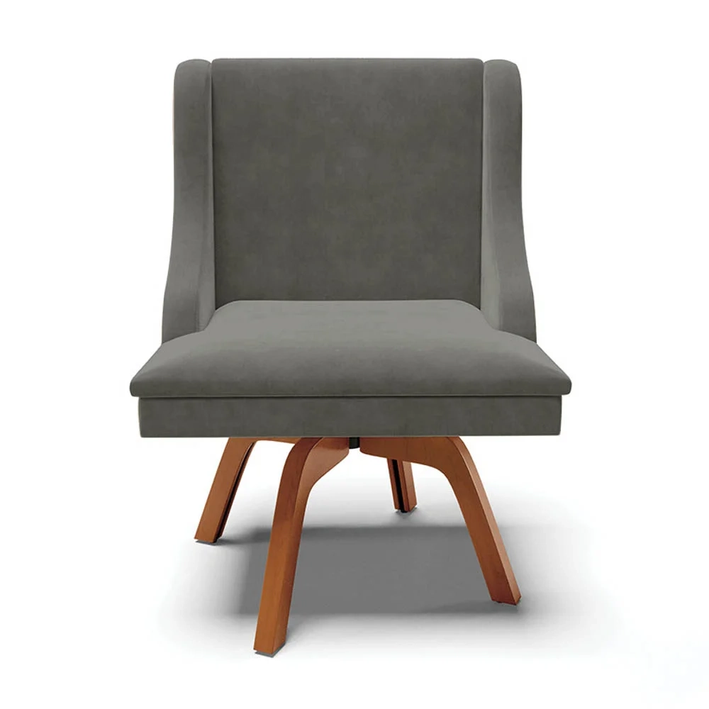 Kit 2 Cadeiras Estofadas Giratória para Sala de Jantar Lia Suede Grafite - Ibiza