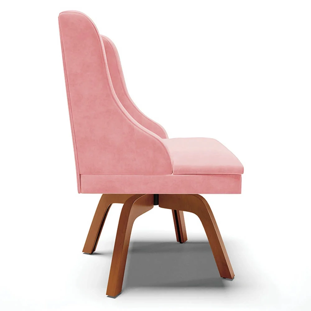 Kit 2 Cadeiras Estofadas Giratória para Sala de Jantar Lia Suede Rosa Bebê - Ibiza