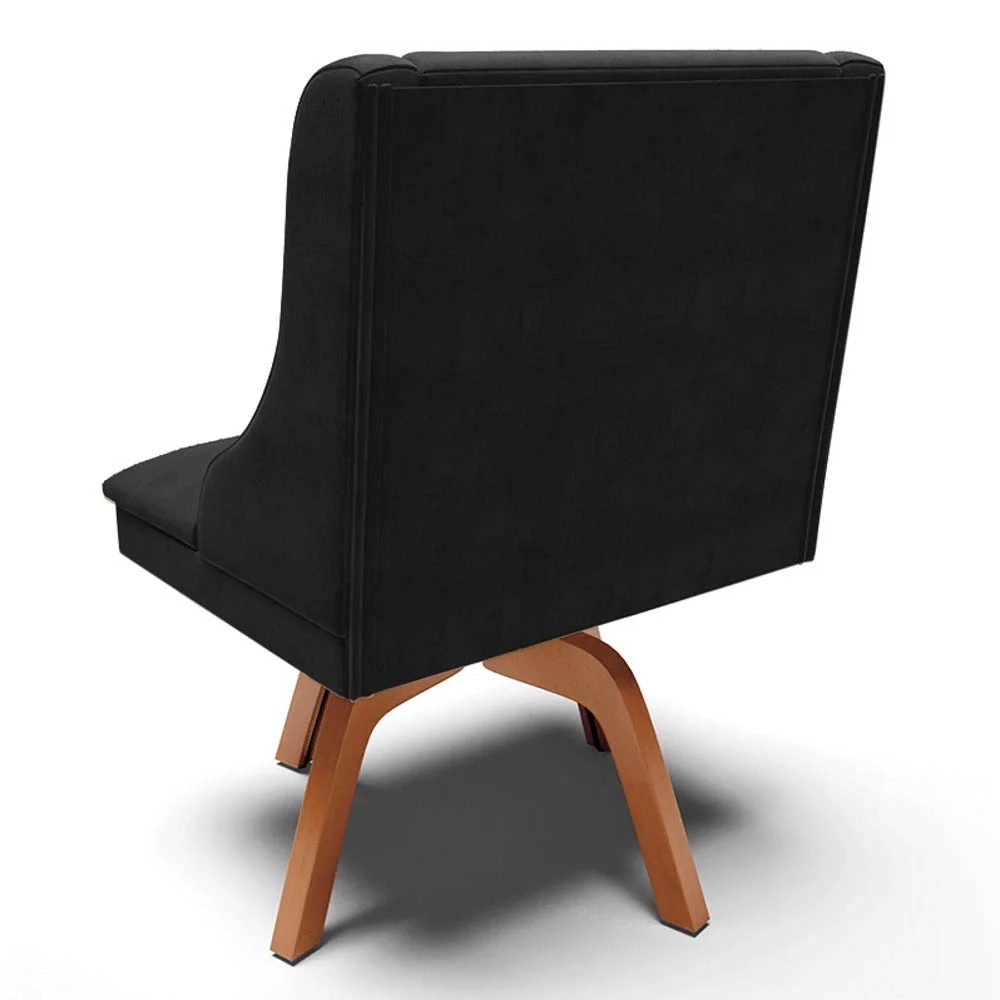 Kit 4 Cadeiras Estofadas Giratória para Sala de Jantar Lia Suede Preto - Ibiza