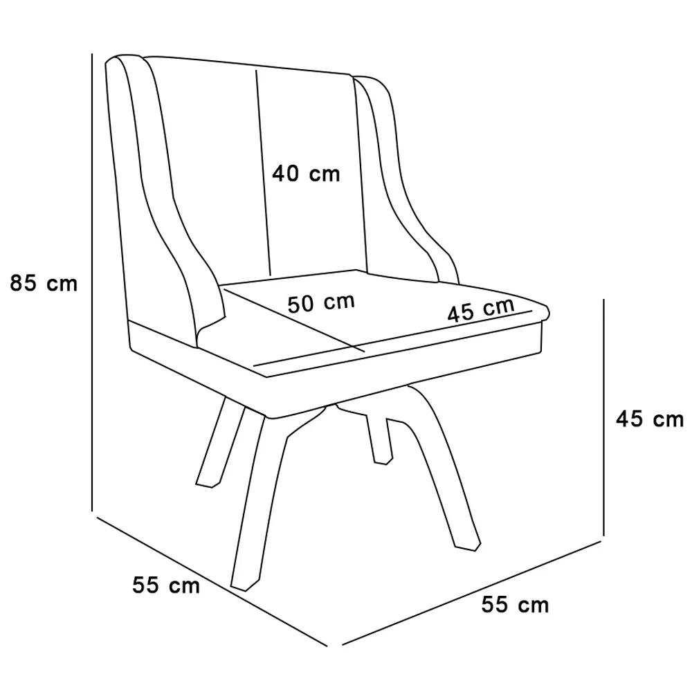 Cadeira Estofada para Sala de Jantar Base Giratória de Madeira Lia Suede Rosê - Ibiza