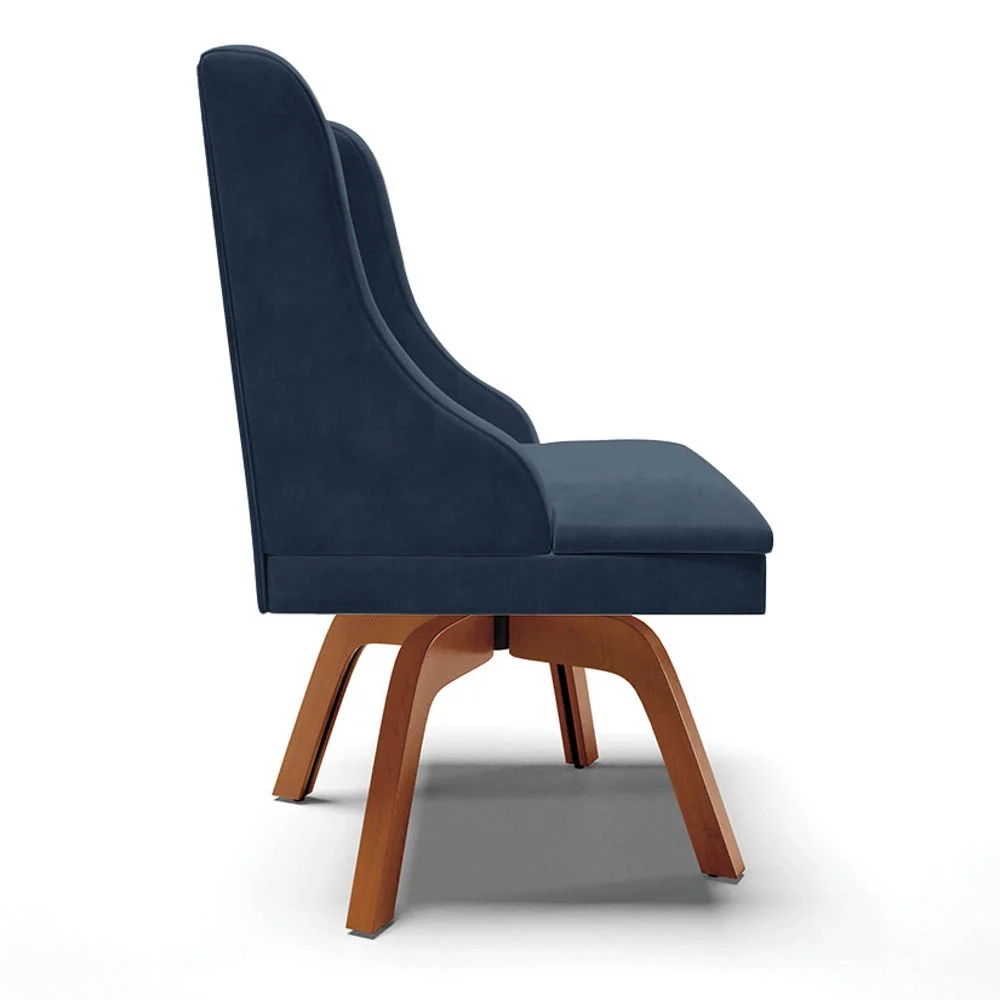 Kit 6 Cadeiras Estofadas Giratória para Sala de Jantar Lia Suede Azul Marinho - Ibiza
