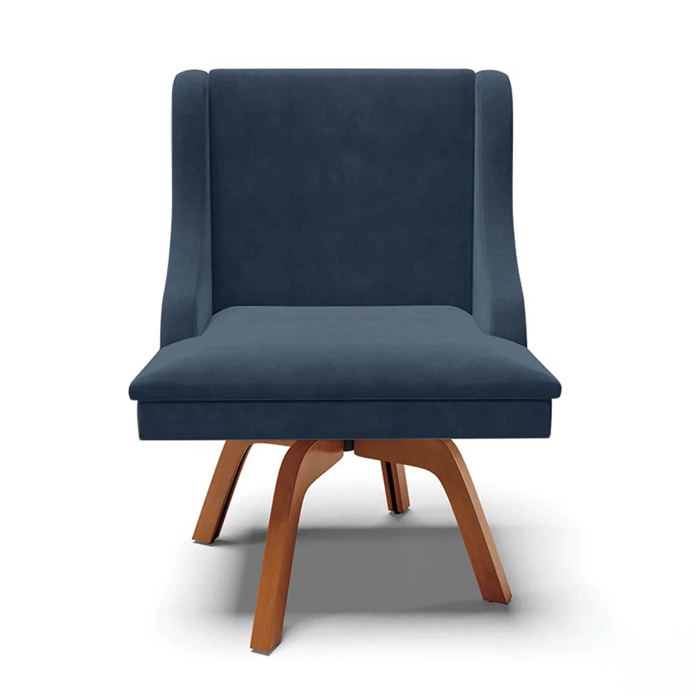 Kit 6 Cadeiras Estofadas Giratória para Sala de Jantar Lia Suede Azul Marinho - Ibiza