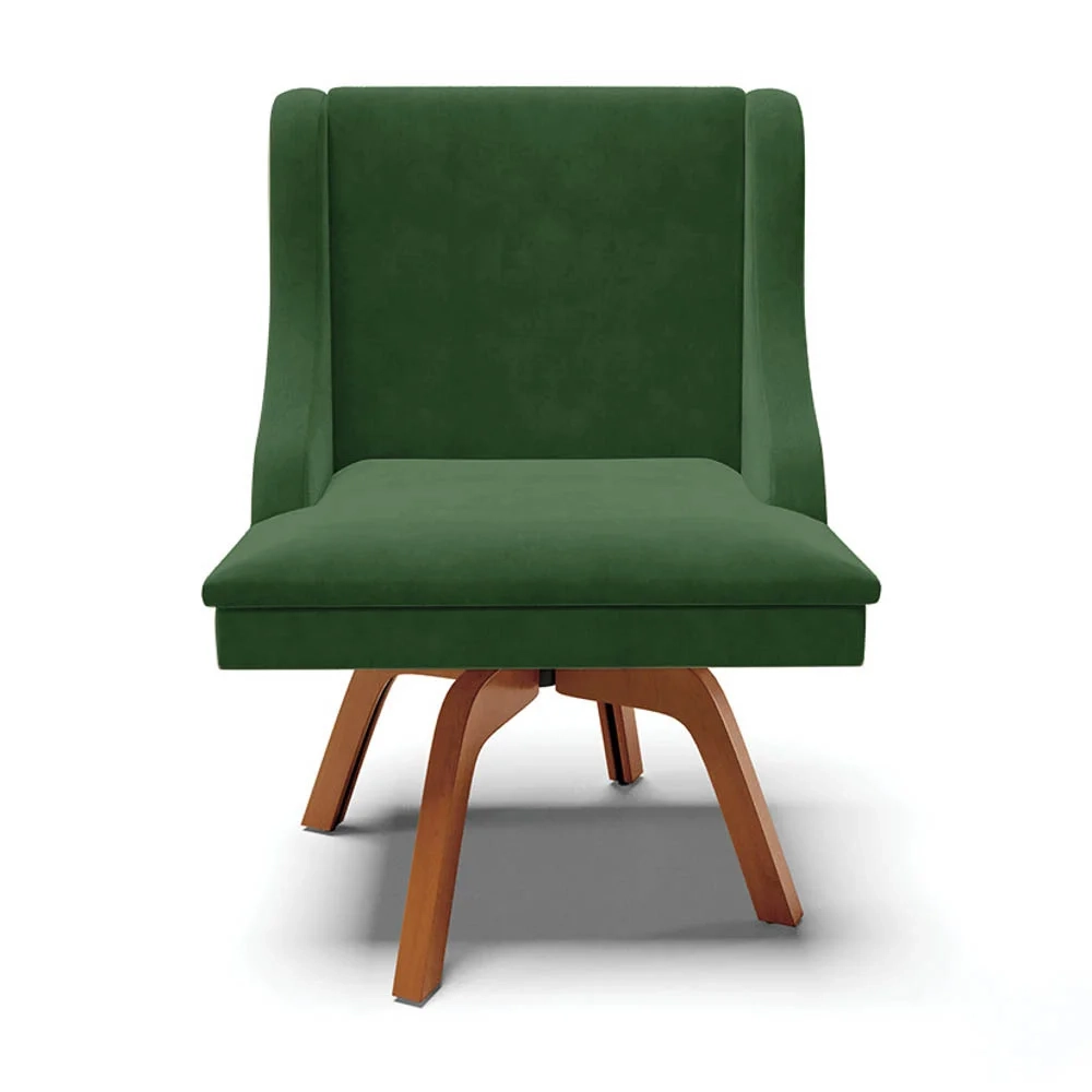 Kit 6 Cadeiras Estofadas Giratória para Sala de Jantar Lia Suede Verde - Ibiza