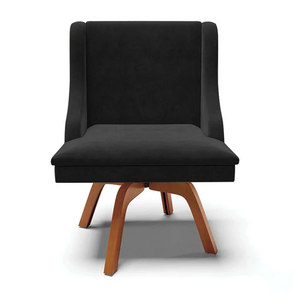 Kit 8 Cadeiras Estofadas Giratória para Sala de Jantar Lia Suede Preto - Ibiza