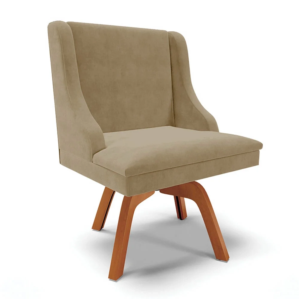 Kit 8 Cadeiras Estofadas Giratória para Sala de Jantar Lia Suede Marrom RT - Ibiza