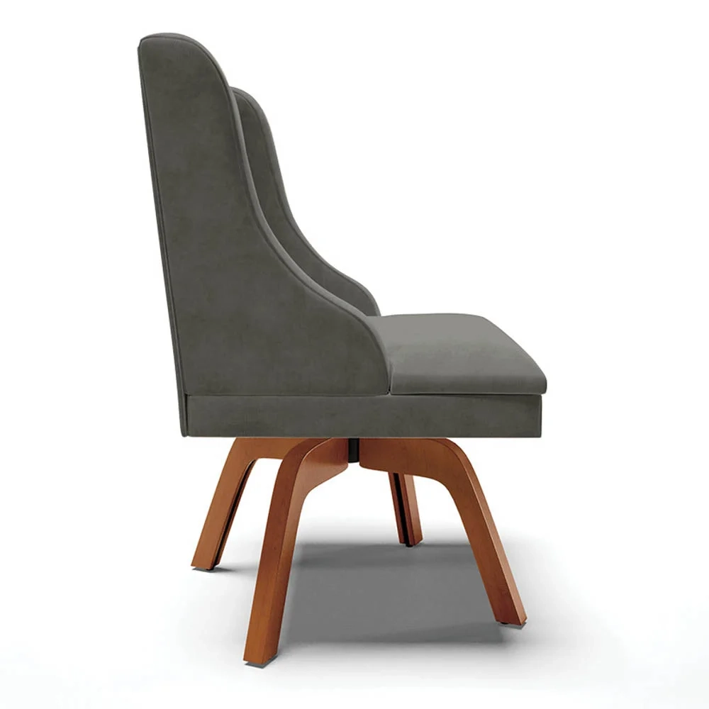 Kit 8 Cadeiras Estofadas Giratória para Sala de Jantar Lia Suede Grafite - Ibiza