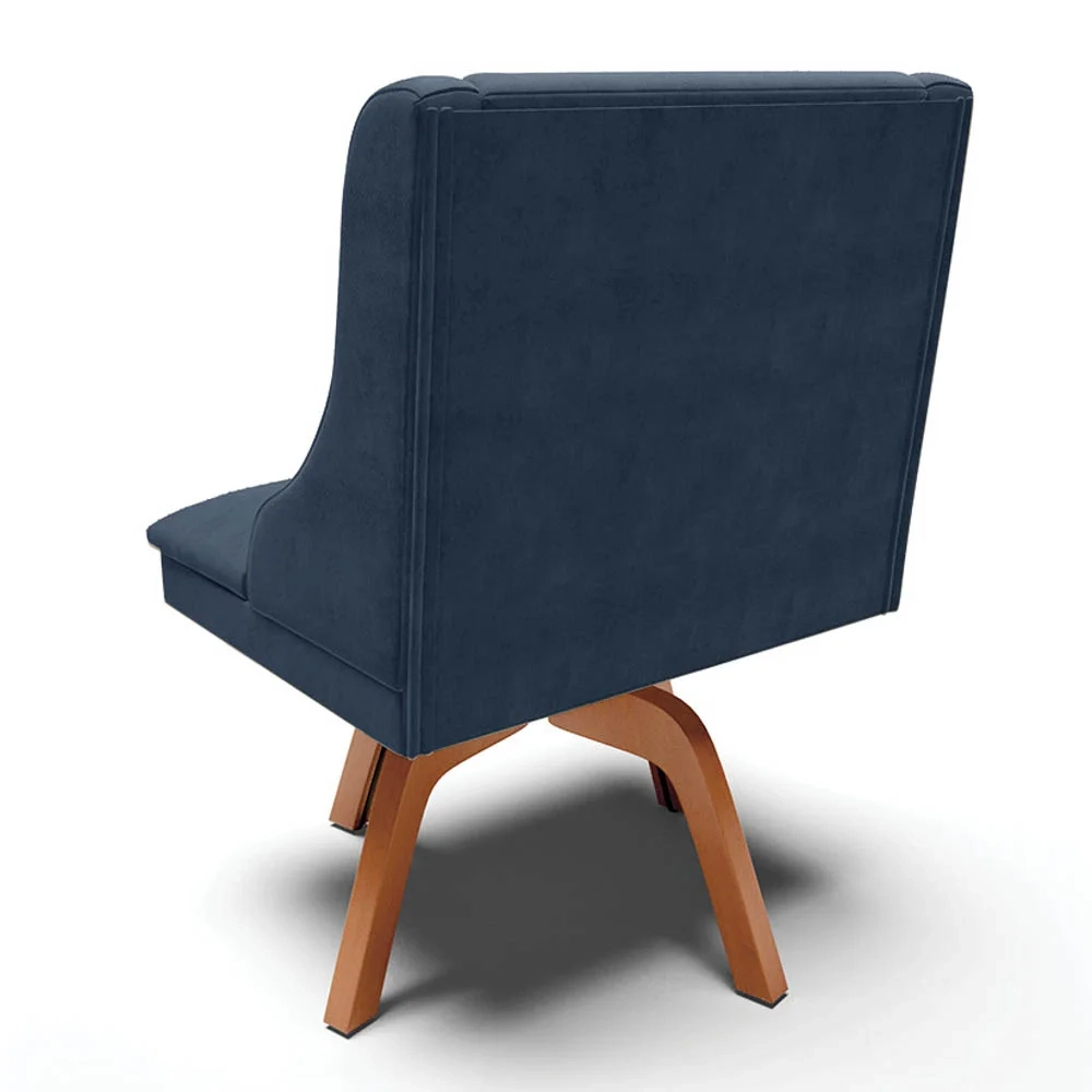 Kit 10 Cadeiras Estofadas Giratória para Sala de Jantar Lia Suede Azul Marinho - Ibiza