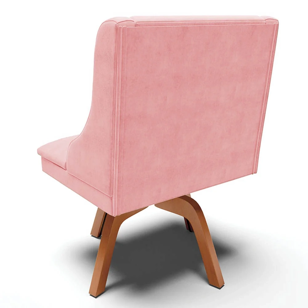 Kit 8 Cadeiras Estofadas Giratória para Sala de Jantar Lia Suede Rosa Bebê - Ibiza