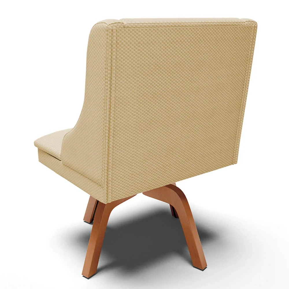 Cadeira Estofada para Sala de Jantar Base Giratória de Madeira Lia Veludo Off White Luxo - Ibiza