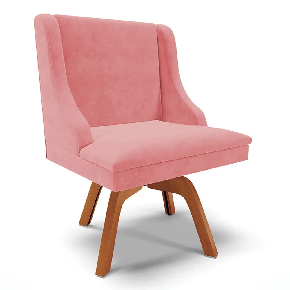 Kit 10 Cadeiras Estofadas Giratória para Sala de Jantar Lia Suede Rosê - Ibiza