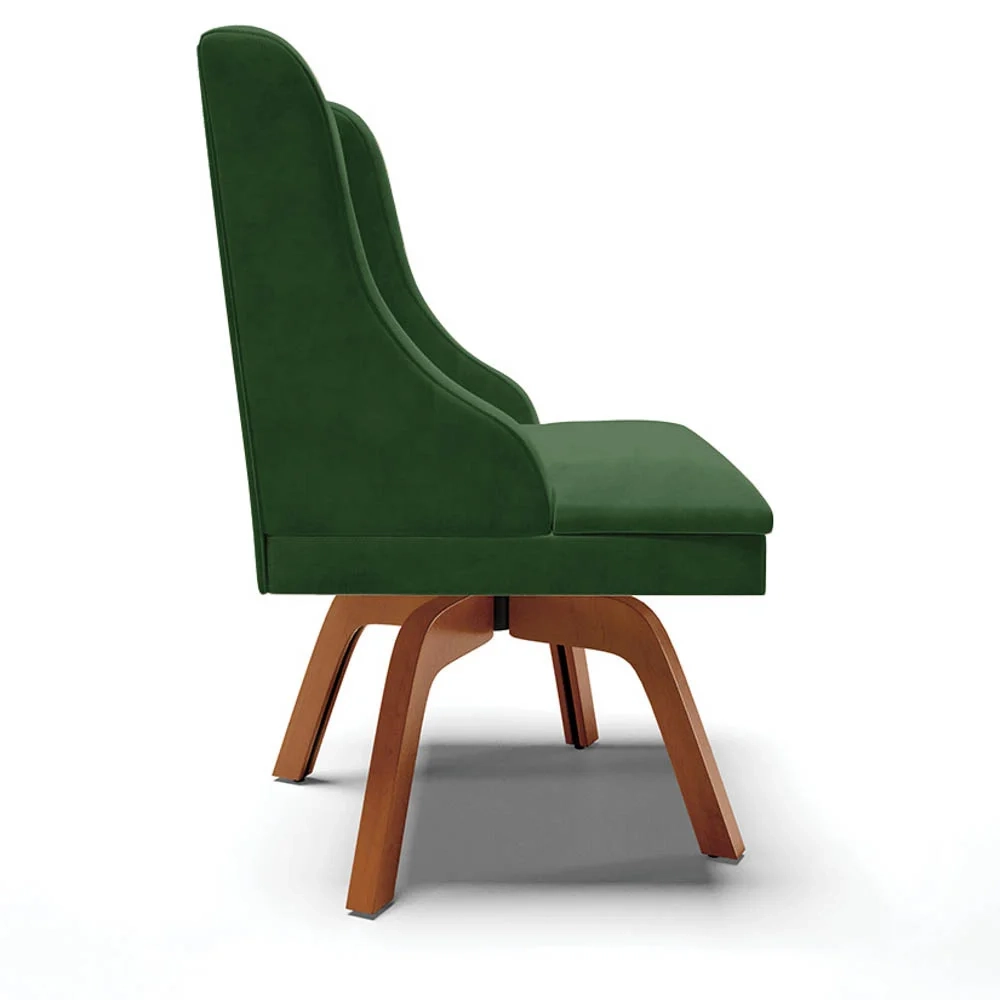 Kit 10 Cadeiras Estofadas Giratória para Sala de Jantar Lia Suede Verde - Ibiza