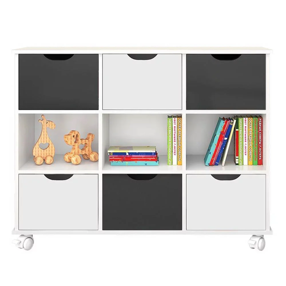 Nicho Organizador Toys 6 Gavetas Q01 com Rodízios Branco/Preto - Mpozenato