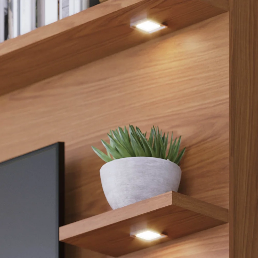 Estante Home Theater para TV 70 Pol. com LED 200cm Amiche C05 Freijó/Cinza Fosco - Mpozenato