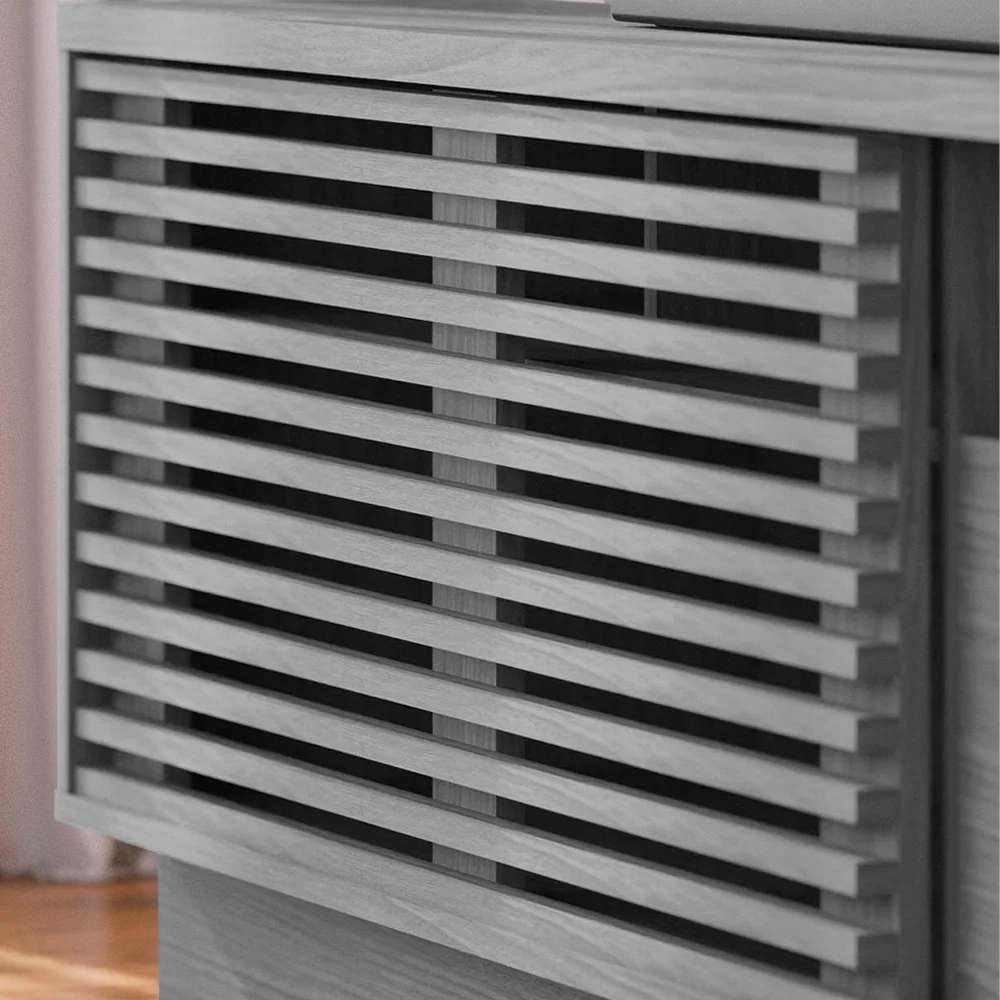 Estante Home Theater para TV 70 Pol. com LED 200cm Amiche C05 Freijó/Cinza Fosco - Mpozenato