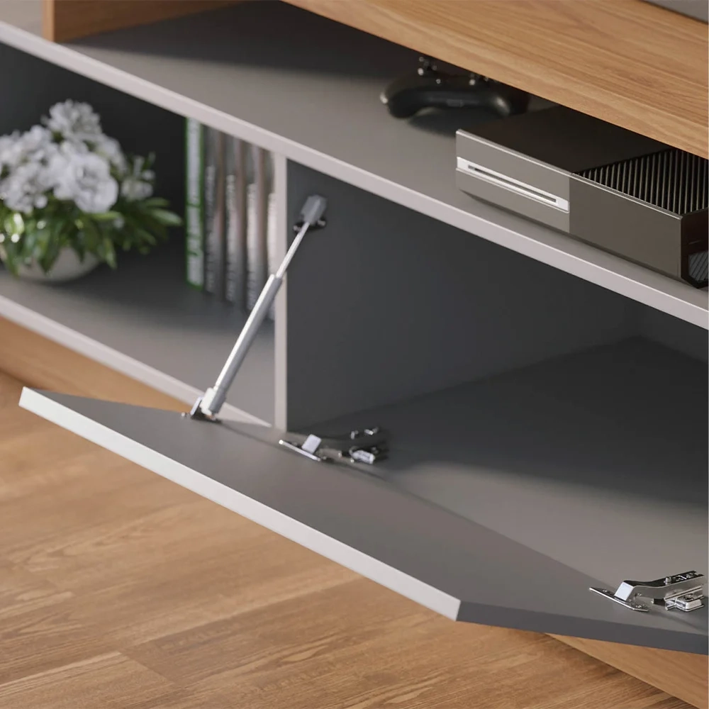 Estante Home Theater para TV 75 Pol. com LED 180cm Maitê C05 Freijó/Cinza Fosco - Mpozenato