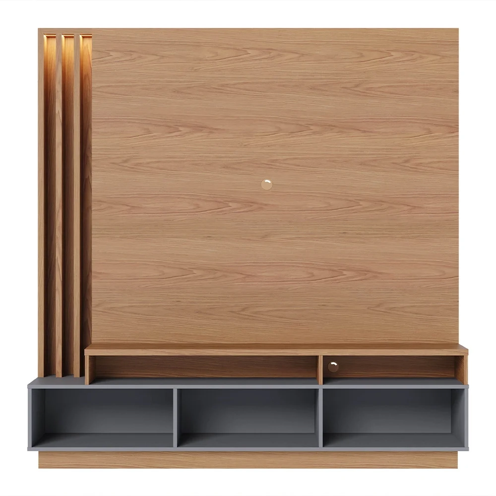 Estante Home Theater para TV 75 Pol. com LED 180cm Maitê C05 Freijó/Cinza Fosco - Mpozenato