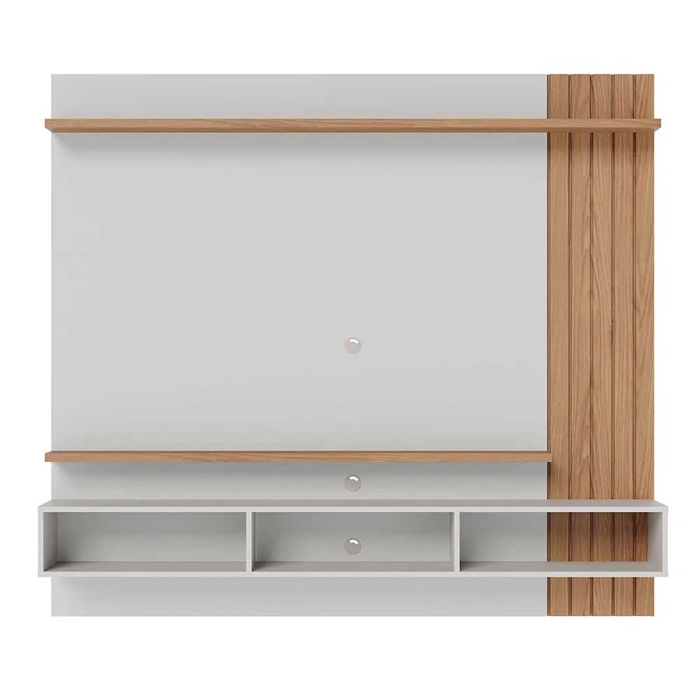 Painel Home Suspenso para TV 70 Pol. 180cm Buriti C05 Off White Matte/Freijó - Mpozenato