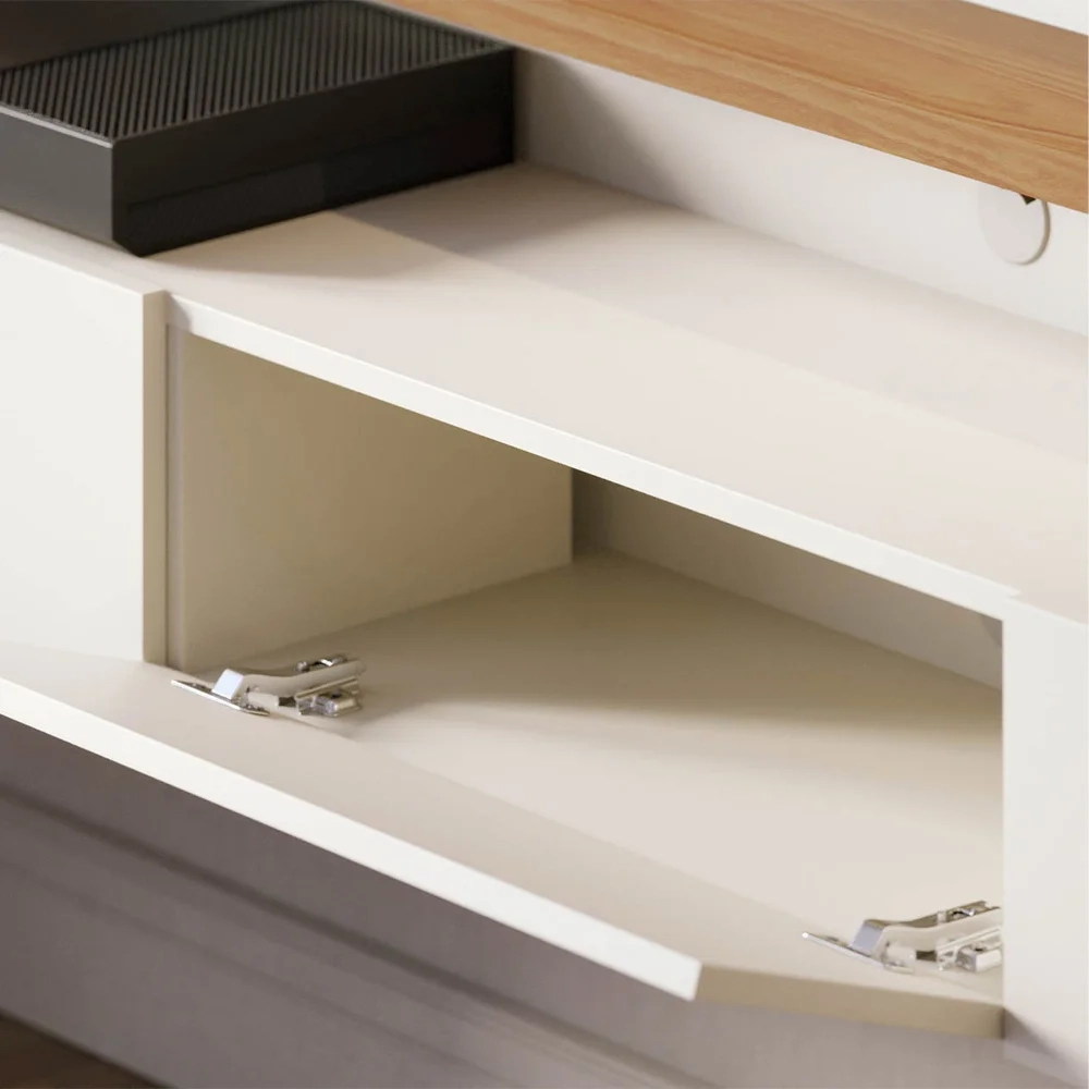 Painel Home Suspenso para TV 70 Pol. 180cm Buriti C05 Off White Matte/Freijó - Mpozenato