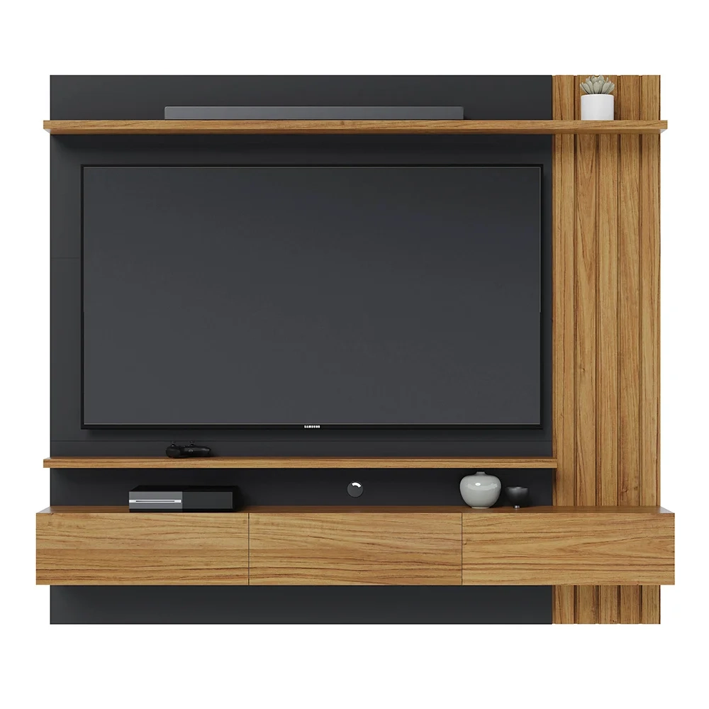 Painel Home Suspenso para TV 70 Pol. 180cm Buriti C05 Noce Milano/Preto Fosco - Mpozenato